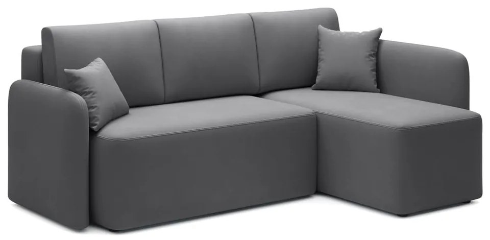 Divano angolare grigio tortora allungabile/con contenitore (con penisola a destra/con chaise lounge) con rivestimento in velluto Hadson – ELTAP