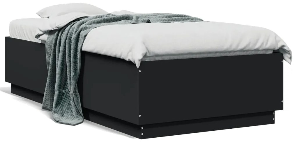 Giroletto Con Luci Led Nero 90x190 Cm İn Legno Multistrato /