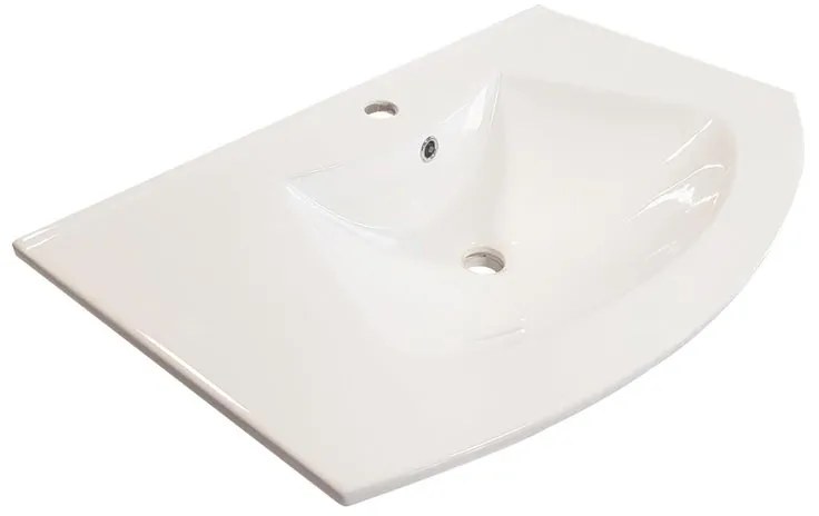 Lavabo a incasso rettangolare Sole L 80 x H 14 x P 46 cm in ceramica bianco lucido