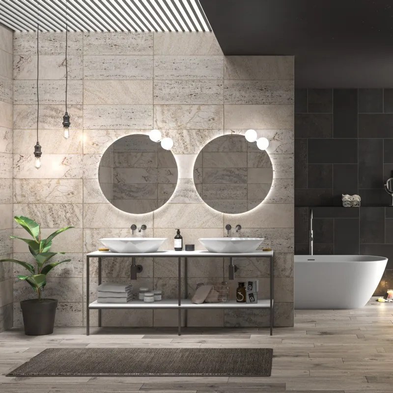 Mobile bagno metallico 175 cm con due piani NET-175 - KAMALU