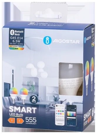SET 2x Lampadina LED RGBW dimmerabile MESH Smart E14/6,5W/230V 2700-6500K - Aigostar