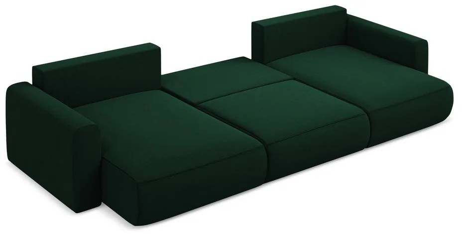 Divano angolare verde allungabile/con contenitore (a U) con rivestimento in velluto Kapua – Makamii