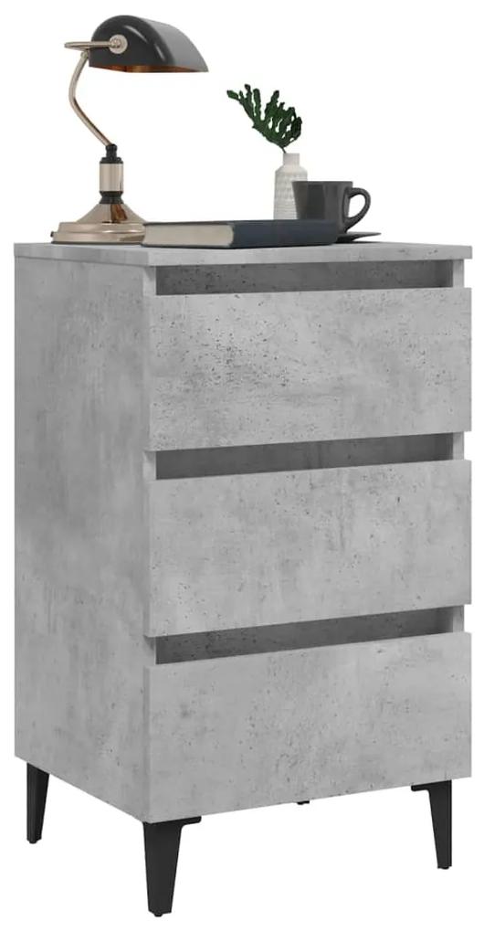Comodino con gambe in metallo grigio cemento 40x35x69 cm