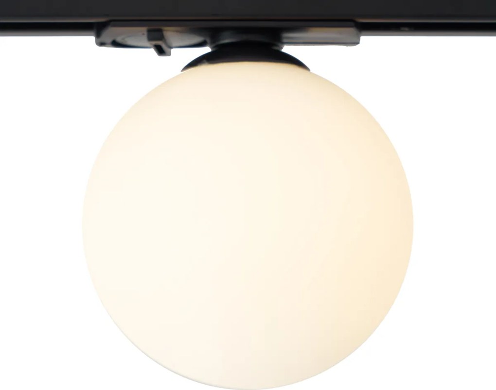 Sistema di illuminazione a binario ovale moderno nero con 3 luci a sospensione e 2 plafoniere bianche monofase - Iconic Perle