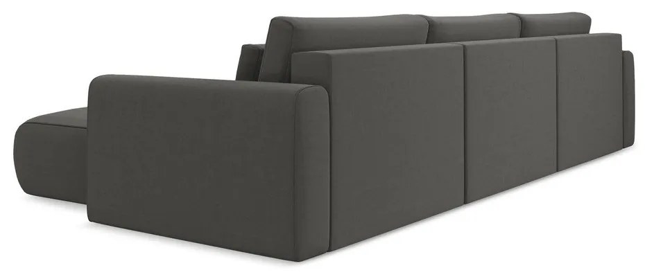 Divano angolare grigio scuro allungabile/con contenitore (a U) con rivestimento in velluto Kapua – Makamii