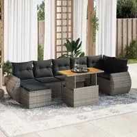 Set Divano da Giardino 8 pz con Cuscini Grigio in Polyrattan 3327294