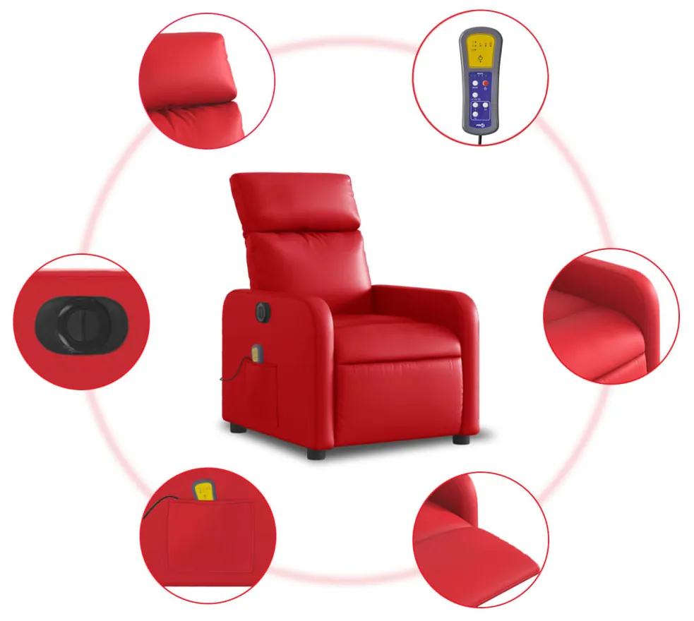 Poltrona Massaggio Elettrica Reclinabile Rosso Similpelle