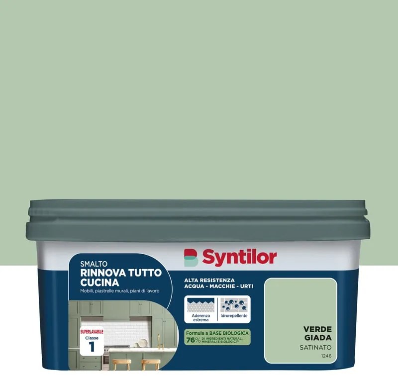 Smalto da interno per piano di lavoro, SYNTILOR RT CUC  BIO 2L VERDE GIADA verde giada satinato, 2 L