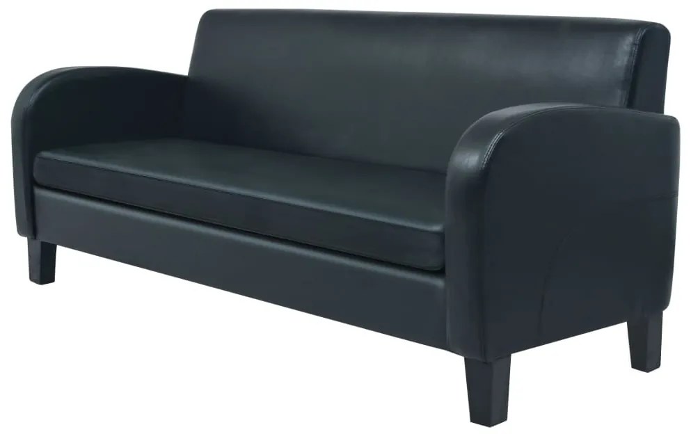 Set divani 2 pz in similpelle nero