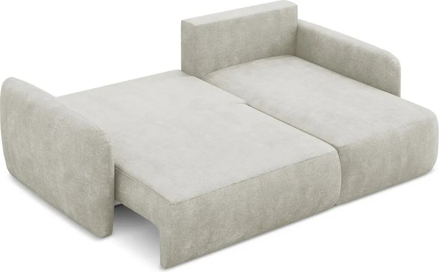 Divano angolare color crema allungabile/con contenitore (con penisola a destra/con chaise lounge) con rivestimento in ciniglia Lilo – Makamii