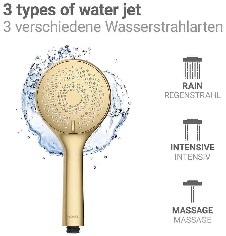 Soffione doccia economico oro opaco in plastica ø 11 cm Watersaving System – Wenko