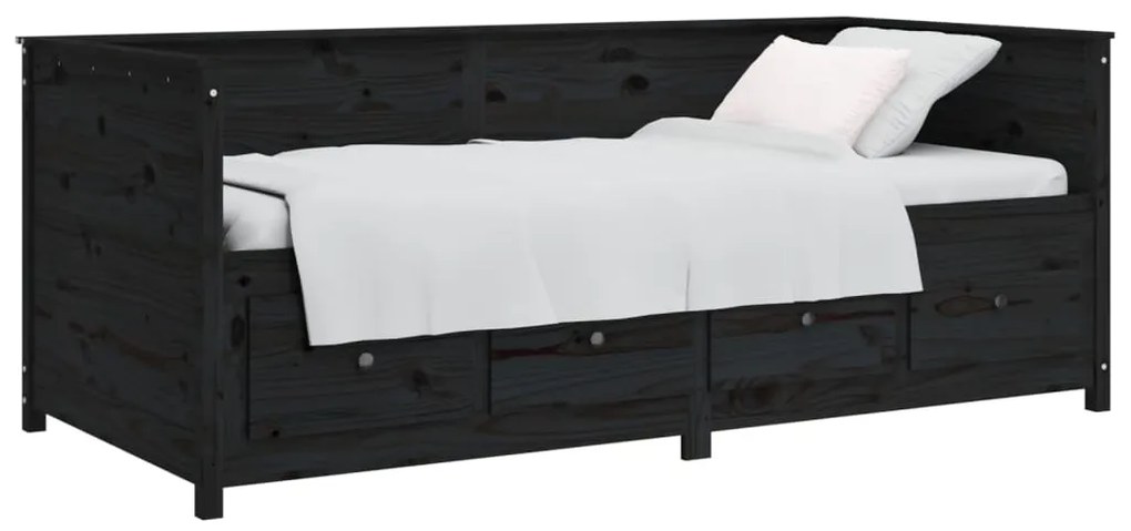 Dormeuse Nera 75x190 cm in Legno Massello di Pino