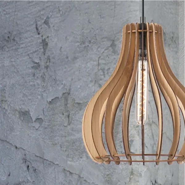 Lampadario a sospensione con filo TUCCI 1xE27/60W/230V diametro 29 cm quercia