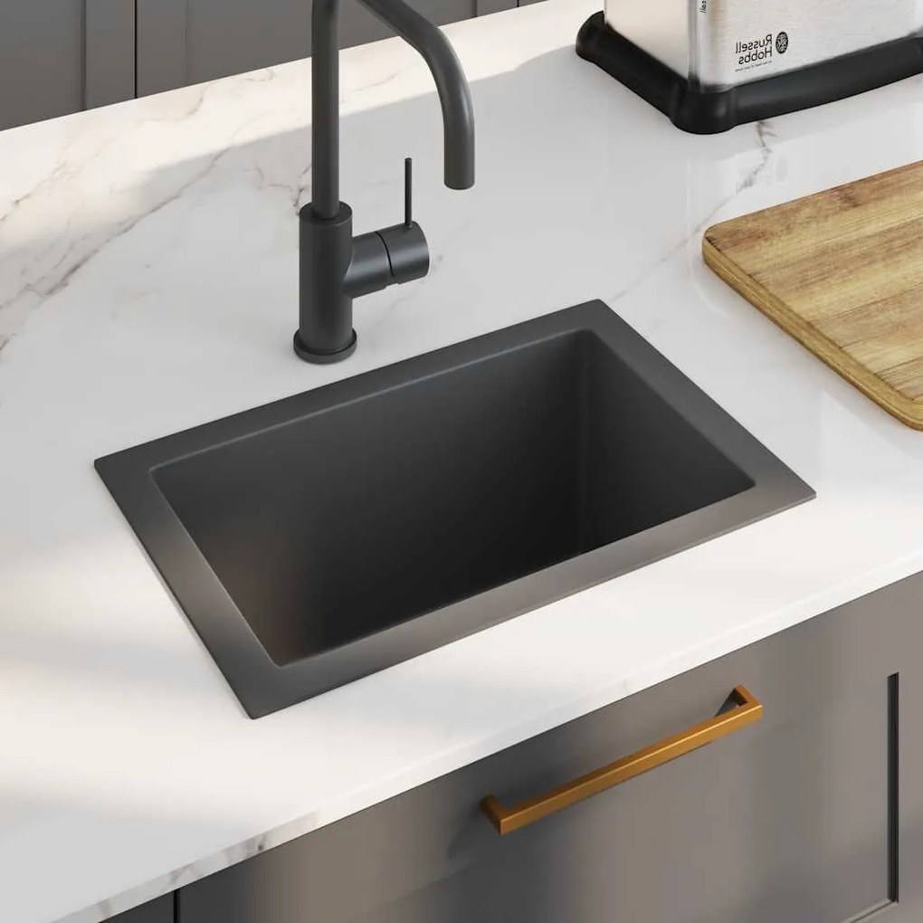 Lavello Da Cucina Lavorato A Mano Nero İn Acciaio Inox /
