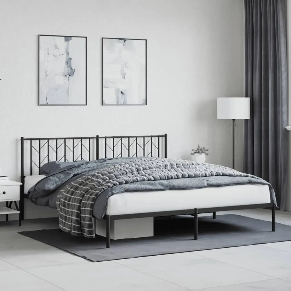 Giroletto Con Testiera İn Metallo Nero 180x200 Cm /