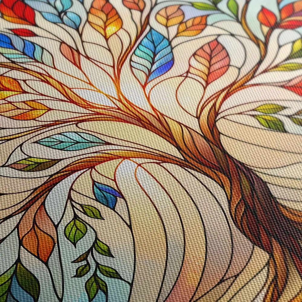 Quadri 5 pezzi – Albero della vita in vetro colorato con sfumature