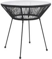 Tavolo da Giardino Nero 70x74 cm in Rattan e Vetro 312165