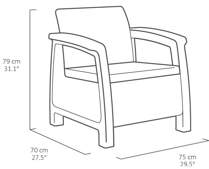 Set da giardino grigio scuro per 4 persone Corfu - Keter