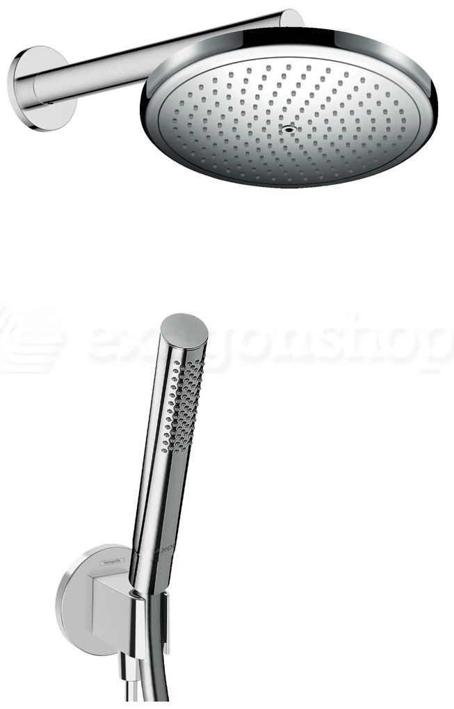 Hansgrohe kit doccia con soffione croma 1jet 28 cm braccio doccia vernis 24 cm doccetta starck 1 jet con supporto e flessibile 160 cm cromo