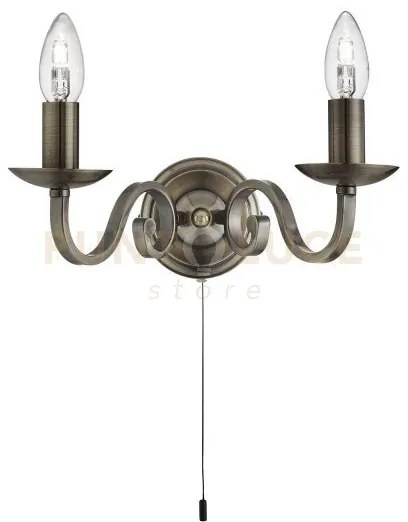 Lampada da parete richmond 2lt - metallo ottone anticato