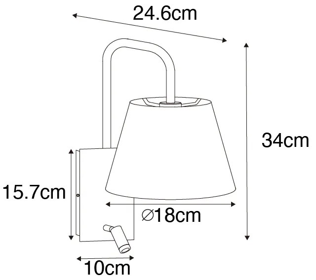 Lampada da parete moderna bianca e bronzo con lampada da lettura - Renier