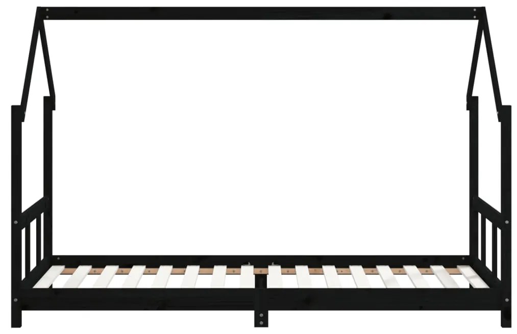 Giroletto per bambini nero 90x200 cm in legno massello di pino