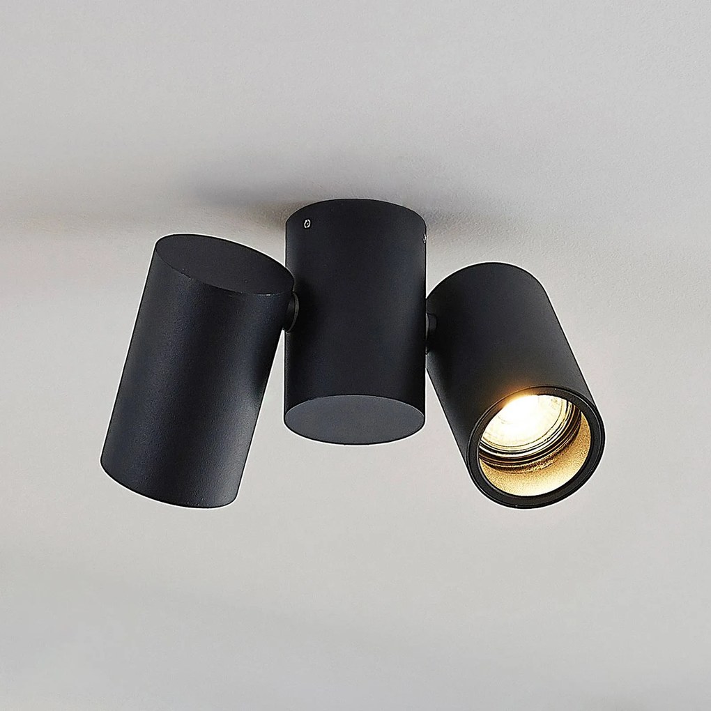 Plafoniera soffitto Gesina Arcchio, dimmerabile, Nero, Soggiorno / Sala da pranzo, Alluminio, Moderno, Plafoniera