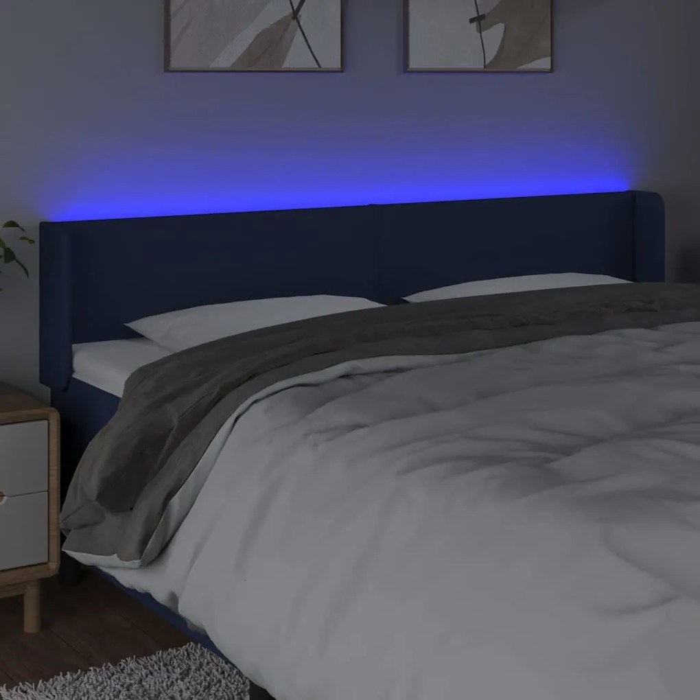 Testiera a led blu 203x16x78/88 cm in tessuto