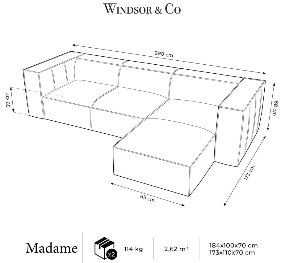Divano angolare in pelle marrone (angolo destro) Madame - Windsor &amp; Co Sofas