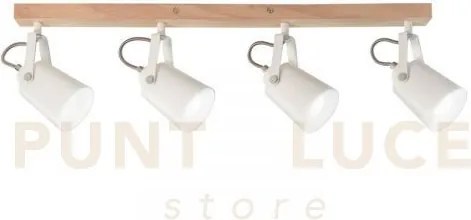 Applique a parete eda bianca e legno 4 luci attacco e14 68,7x6x16,7...