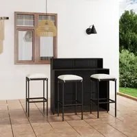 Set Bar da Giardino 4 pz con Cuscini Nero 3064876