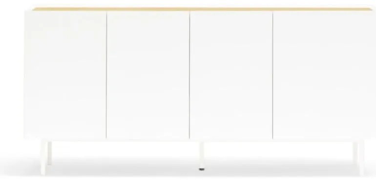 Cassettiera bassa in rovere decorata in bianco e naturale 165x78 cm Arista - Teulat