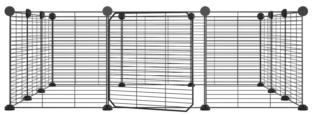 Gabbia per animali 12 pannelli con porta nero 35x35 cm acciaio