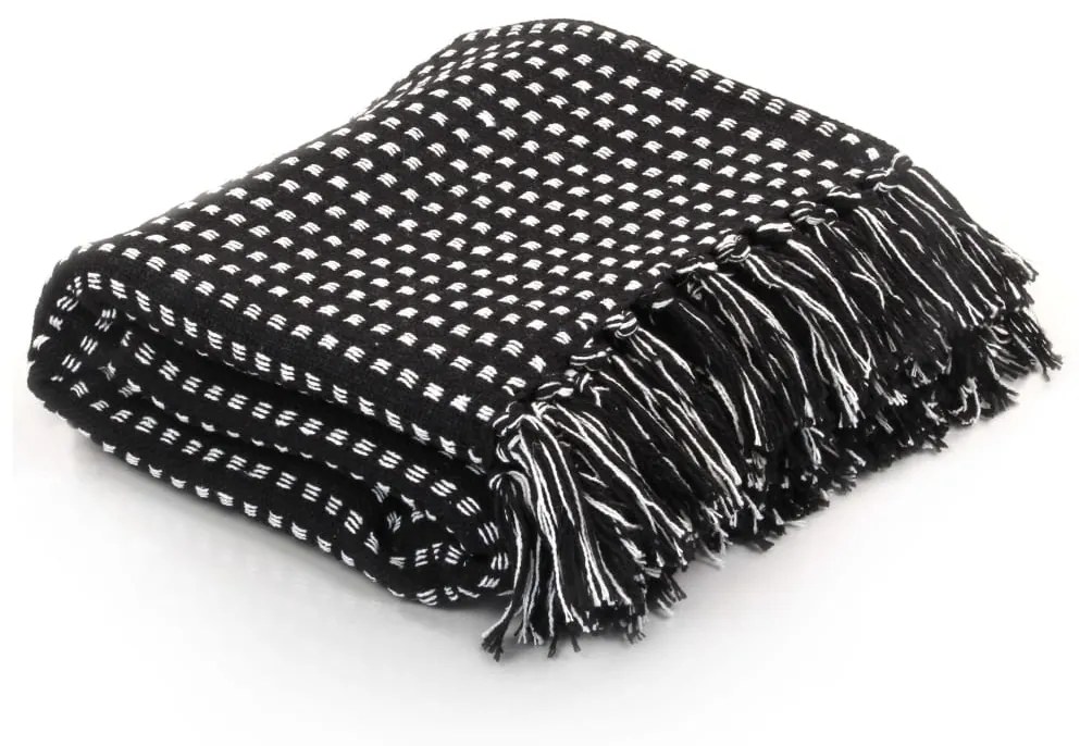 Copriletto İn Cotone A Quadri 160x210 Cm Nero /
