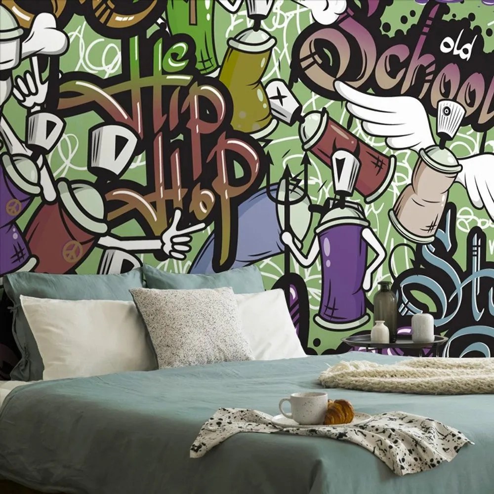 Carta da parati – Street art allegro in verde
