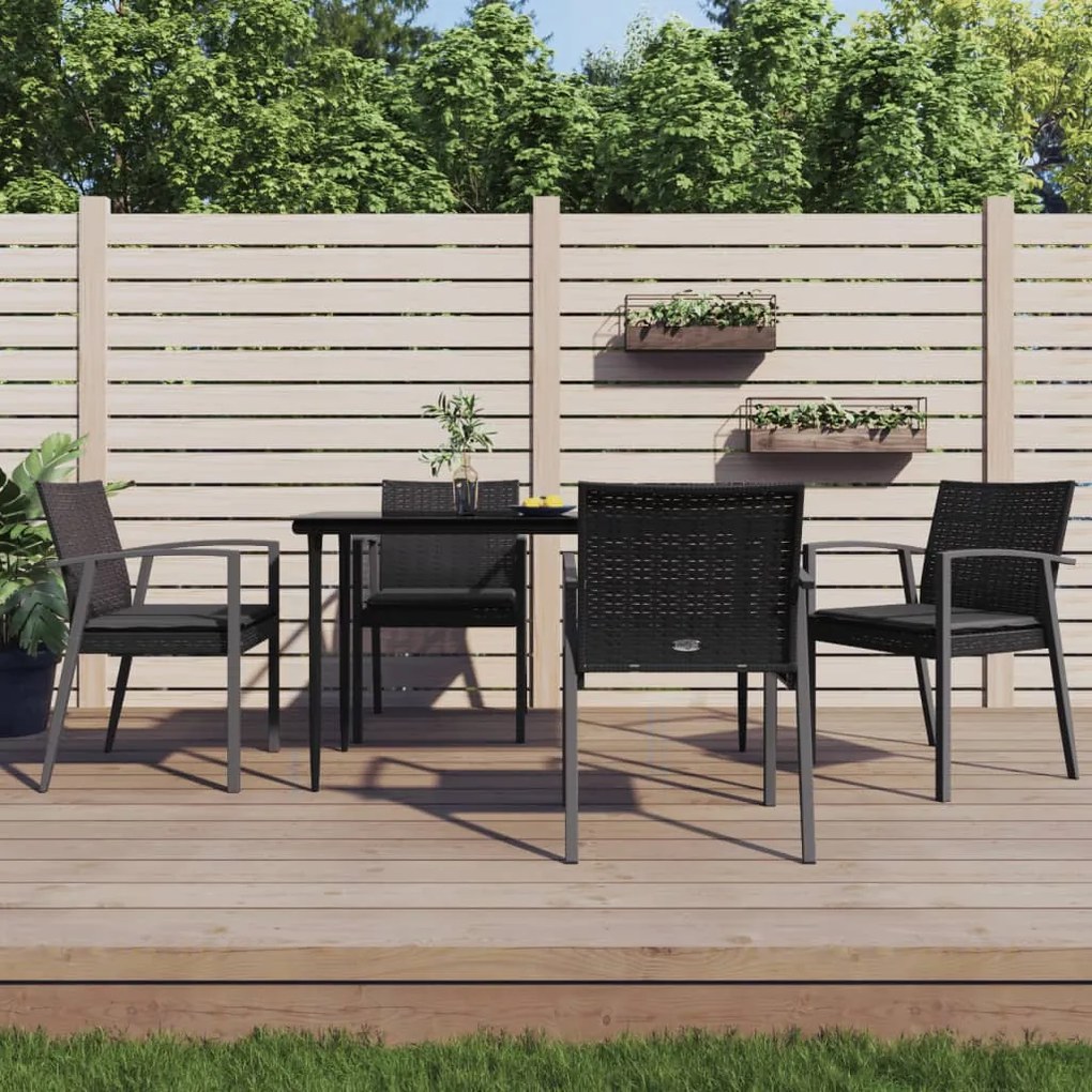 Sedie da giardino con cuscini 4pz nere 56,5x57x83 cm polyrattan