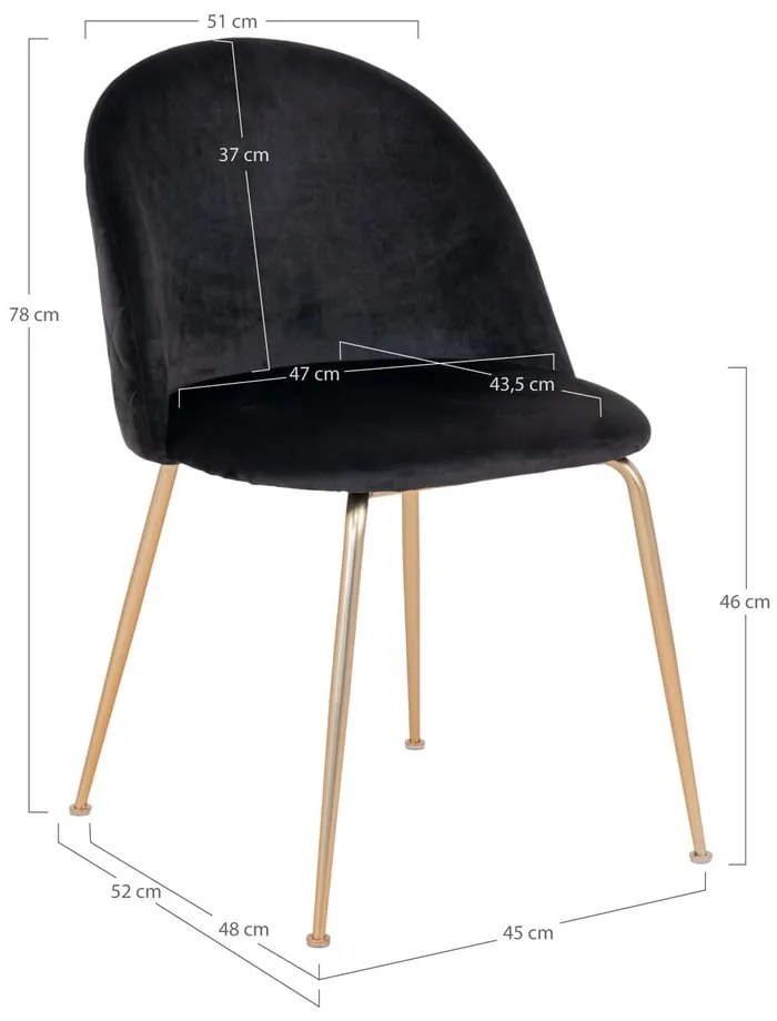 Sedie da pranzo in velluto nero in un set di 2 pezzi Geneve - House Nordic