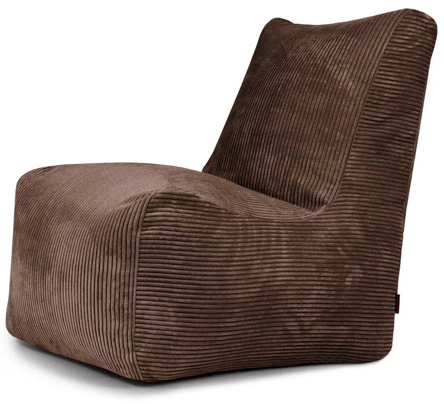 Puof a sacco marrone scuro con rivestimento in velluto a coste Seat Lounge – SLOWDOWN