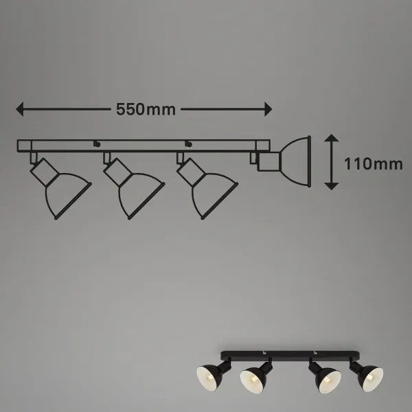 Brilo - Faretto RETRO 4xE14/25W/230V nero