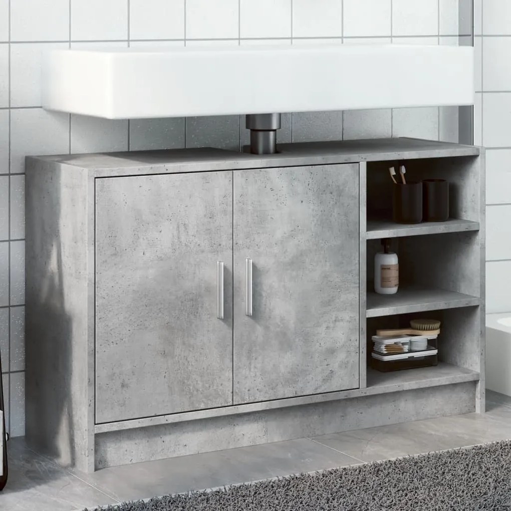 Mobile Lavabo Grigio Cemento 90x29x55 Cm İn Truciolare /