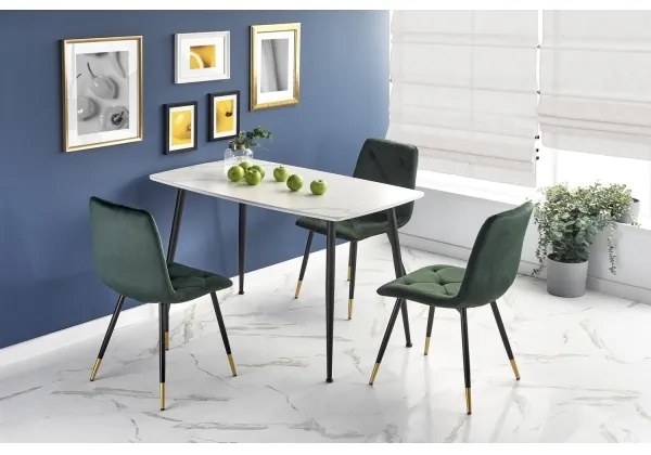 Tavolo da pranzo ALARA, finitura effetto marmo bianco/nero