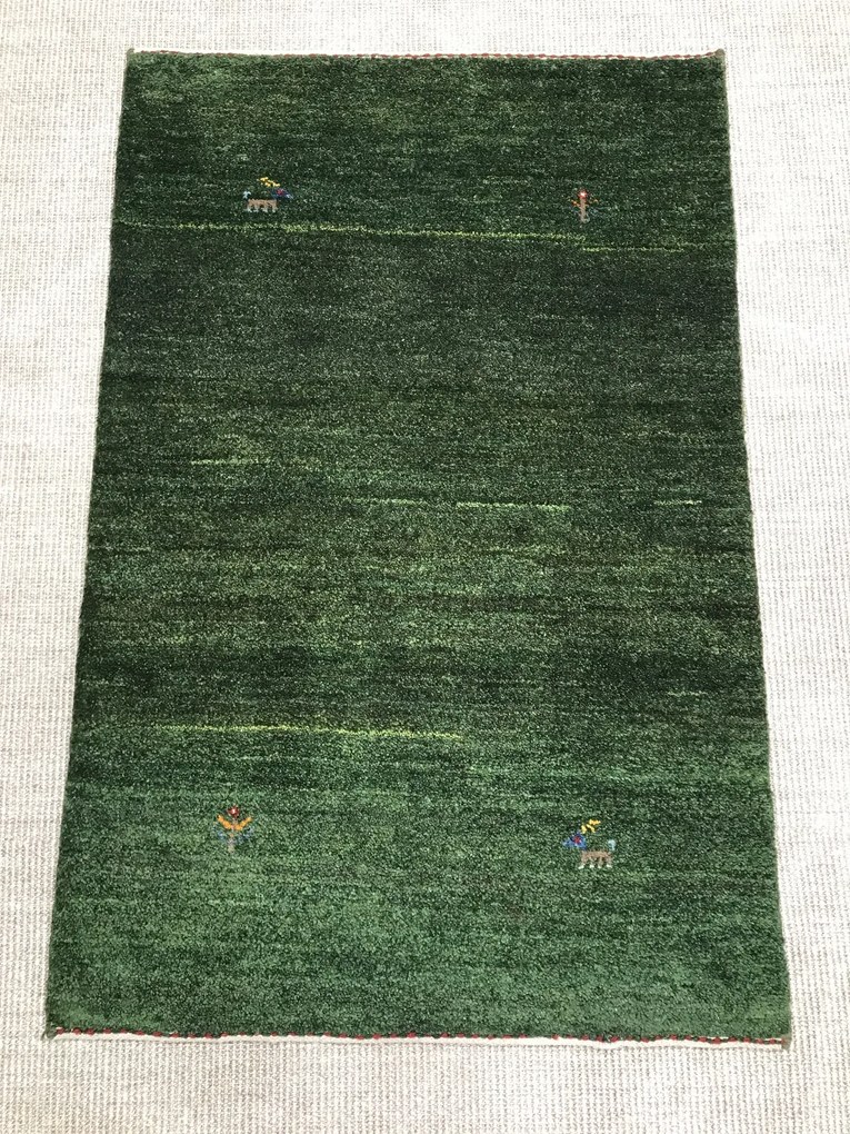 Gabbeh Tappeto 80x120 Verde (Iran) Annodato A Mano