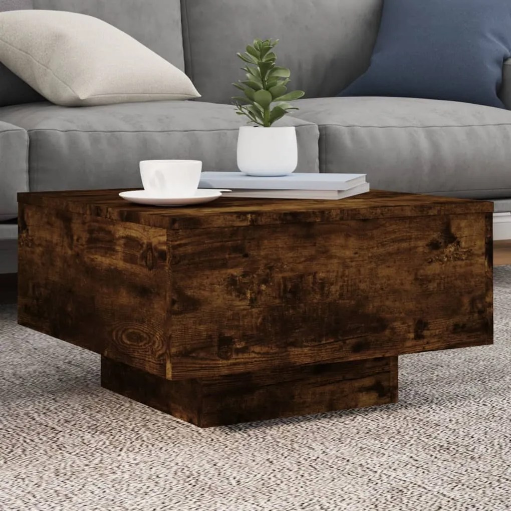 Tavolino Da Salotto Rovere Fumo 55x55x31cm İn Legno Multistrato /