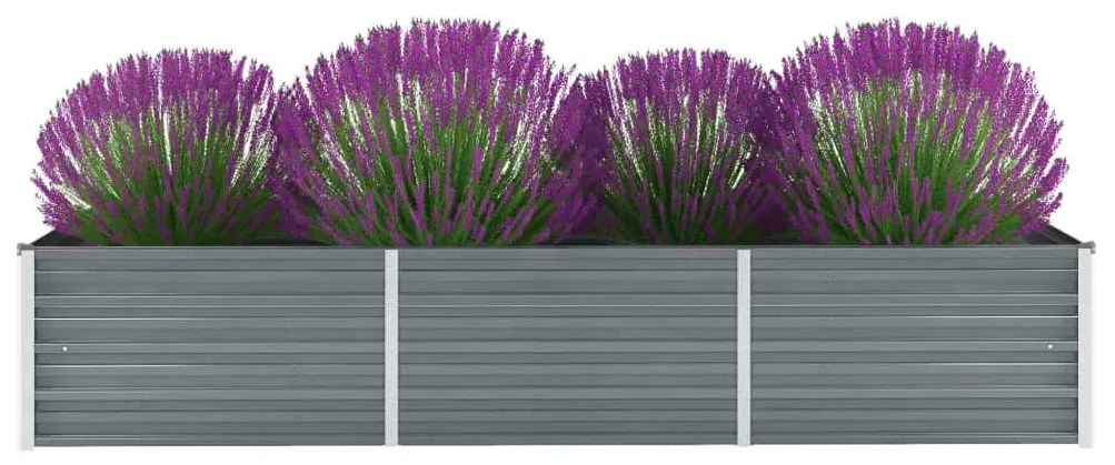 Letto Rialzato Giardino İn Acciaio Zincato 240x80x45 Cm Grigio /