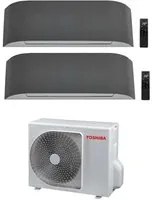 Climatizzatore Condizionatore Toshiba Dual Split Inverter serie HAORI 10000+10000 (9000+9000) con RAS-2M14U2AVG-E Wi-Fi Integrato Grigio Chiaro/Grigio Scuro 10+10 (9+9) - NOVITA' Grigio Chiaro