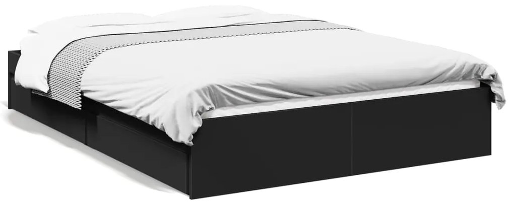 Giroletto Con Cassetti Nero 120x200 Cm İn Legno Multistrato /