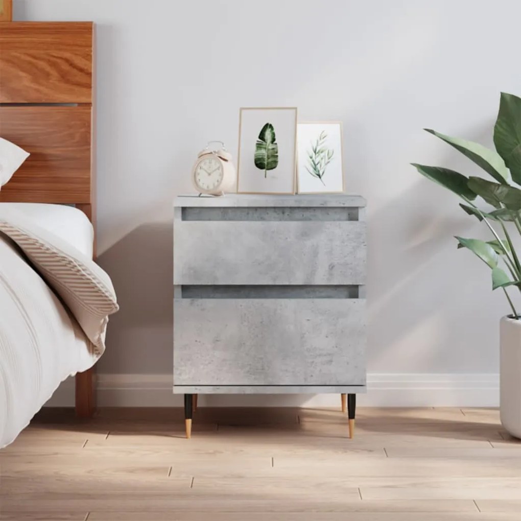 Comodino Grigio Cemento 40x35x50 Cm İn Legno Multistrato /