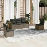 Set Divano da Giardino 5 pz con Cuscini Grigio in Polyrattan 3258252