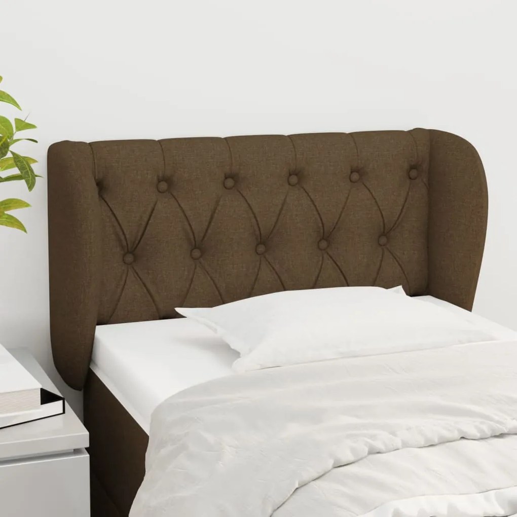 Testiera Ad Orecchio Marrone Scuro 83x23x78/88 Cm İn Tessuto /