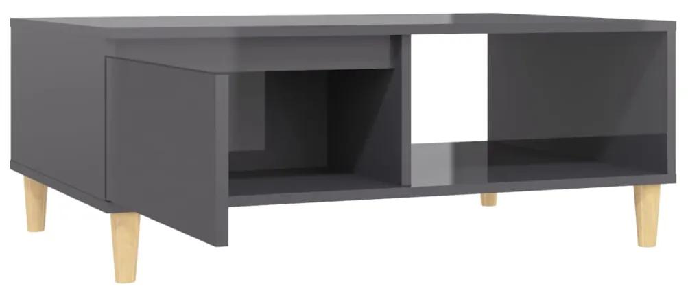 Tavolino da Salotto Grigio Lucido 90x60x35 cm Legno Multistrato